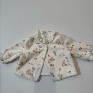 Cream Baby Jacket with Puppy Print